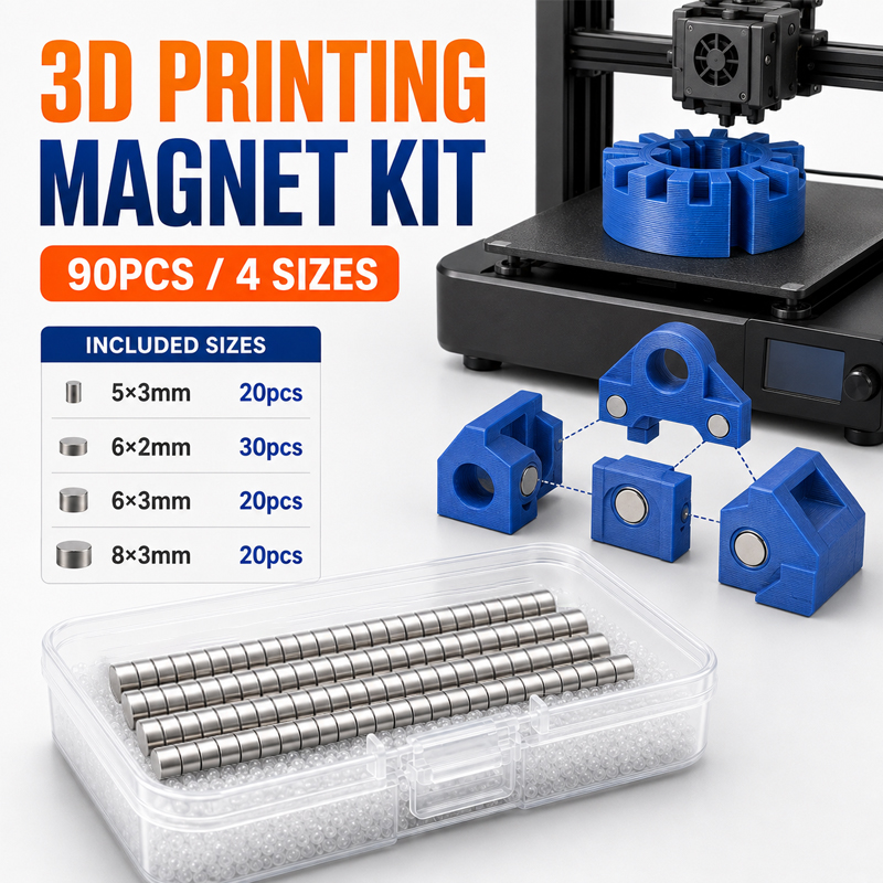 3D Printing Bambu Lab - Kit d'aimants d'impression 3D, 90 pièces,